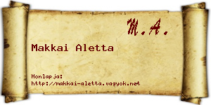 Makkai Aletta névjegykártya